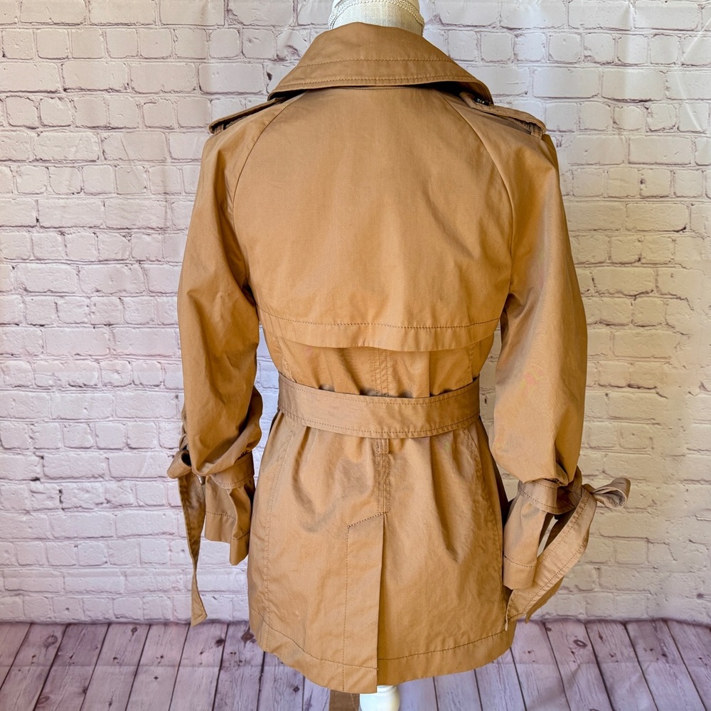 Banana Republic Limonta Trench Coat Jacket Modern Bow Tie Sleeve Tan XS - Picture 6 of 13